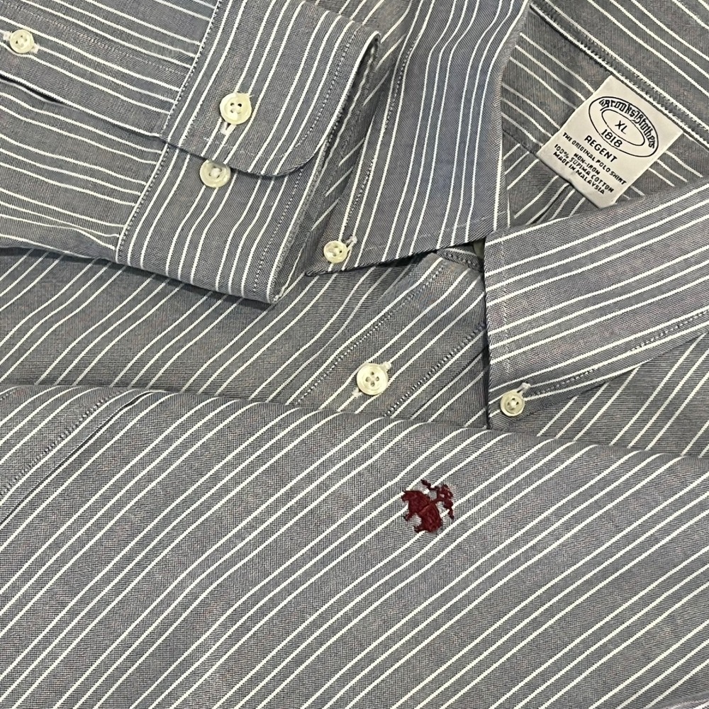 Brooks Brothers Shirt Mens XL Gray 1818 Regent L/S B/U Cotton
